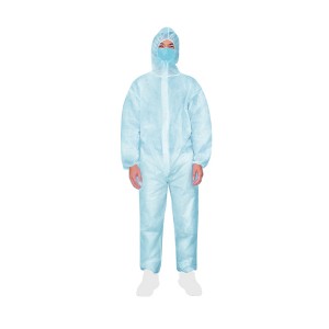 Disposable coating coverall, blue
